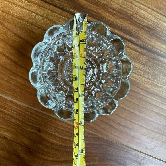 Vintage Heavy Glass  Flower Tapered Candle Holder - Picture 4 of 6